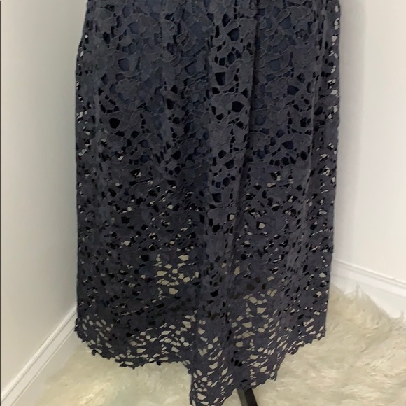 Lace overlay navy midi dress - Picture 3 of 7
